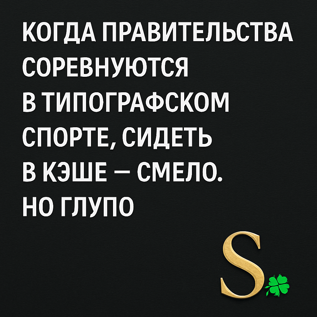 Когда правительства соревнуются в типографском спорте, сидеть в кэше — смело. Но глупо.